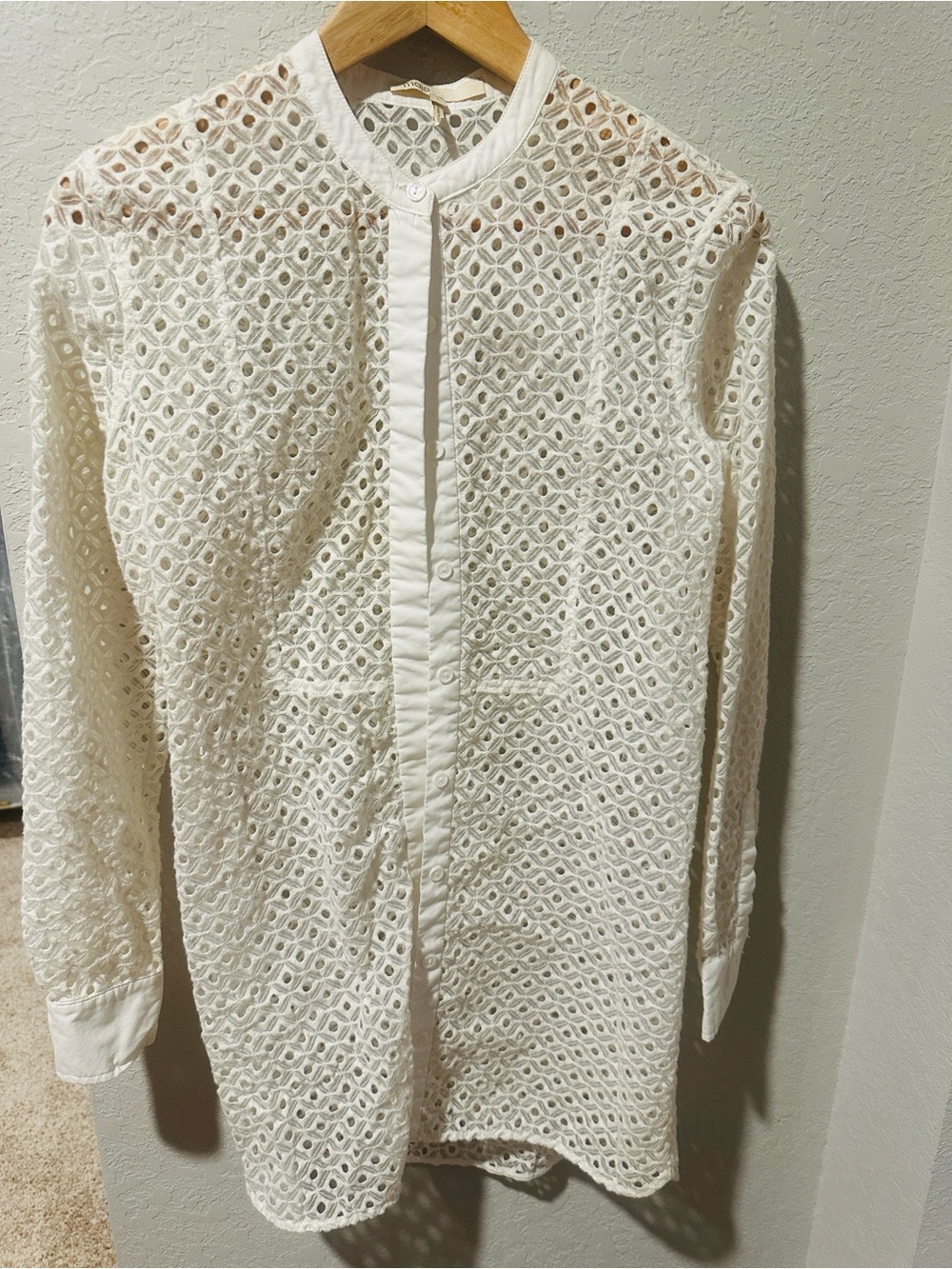 Maje White Eyelet Button-Front Tunic